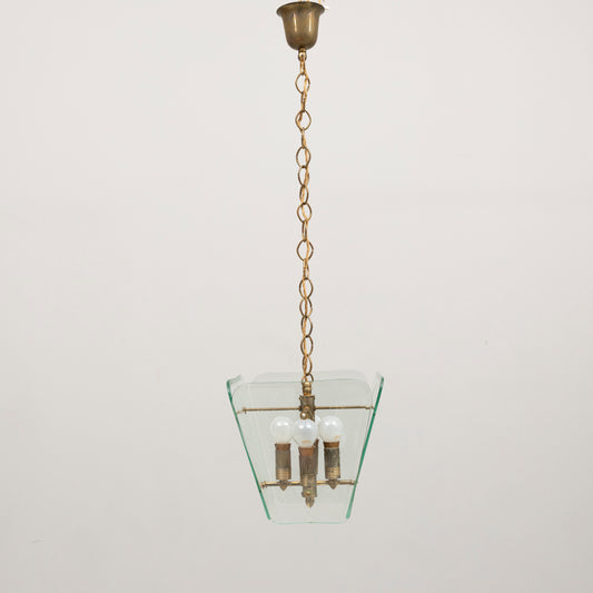 Fontana Arte by Pietro Chiesa Light pendant Glass and brass Italy 1950