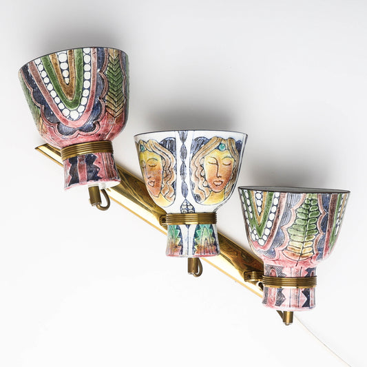 Tilgmans ceramic wall light hand painted Tilgmans Ceramic Sweden 1960