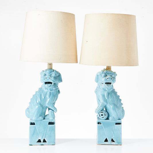 Pair of Vintage Chinese Fu Dog Lamp William "Billy" Haines style 1970