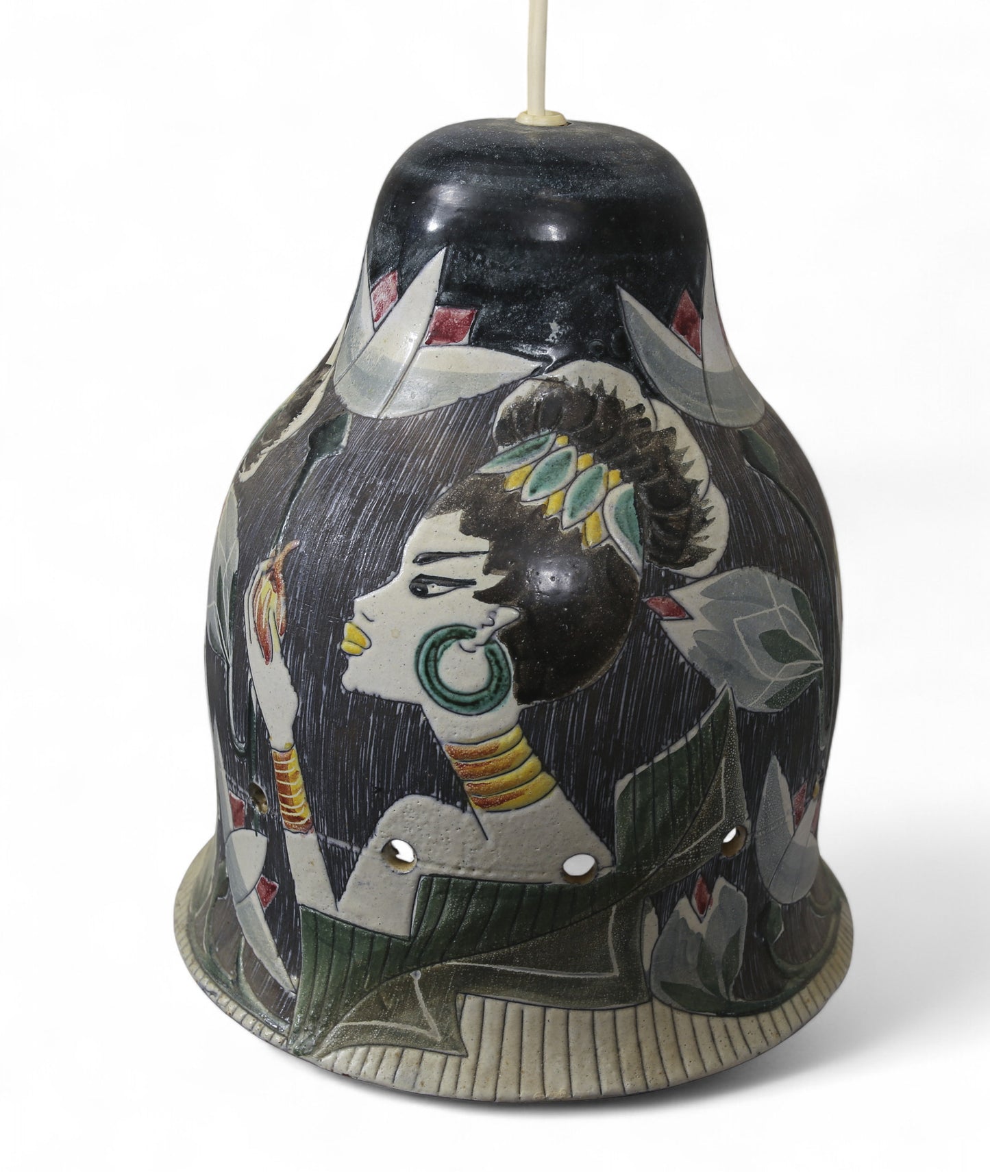 Tilgmans ceramic ceiling light hand painted Tilgmans Ceramic Sweden 1960
