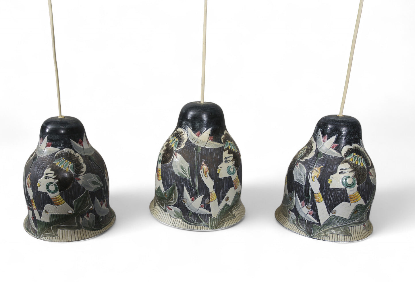 Tilgmans ceramic ceiling light hand painted Tilgmans Ceramic Sweden 1960
