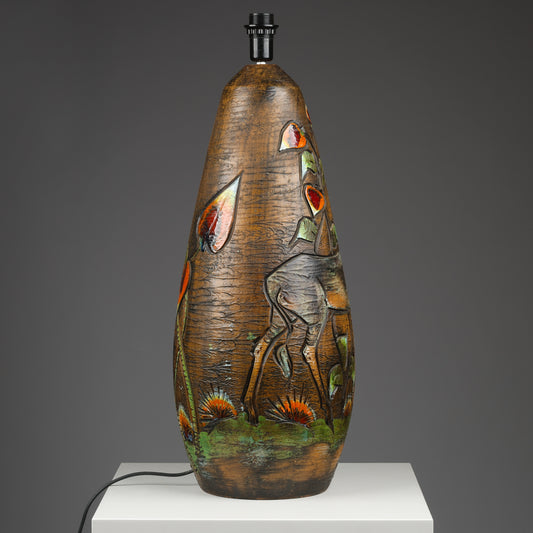 Ola Fihl , giant glazed ceramic lamp, Tilgmans Keramik, Sweden 1960 signed