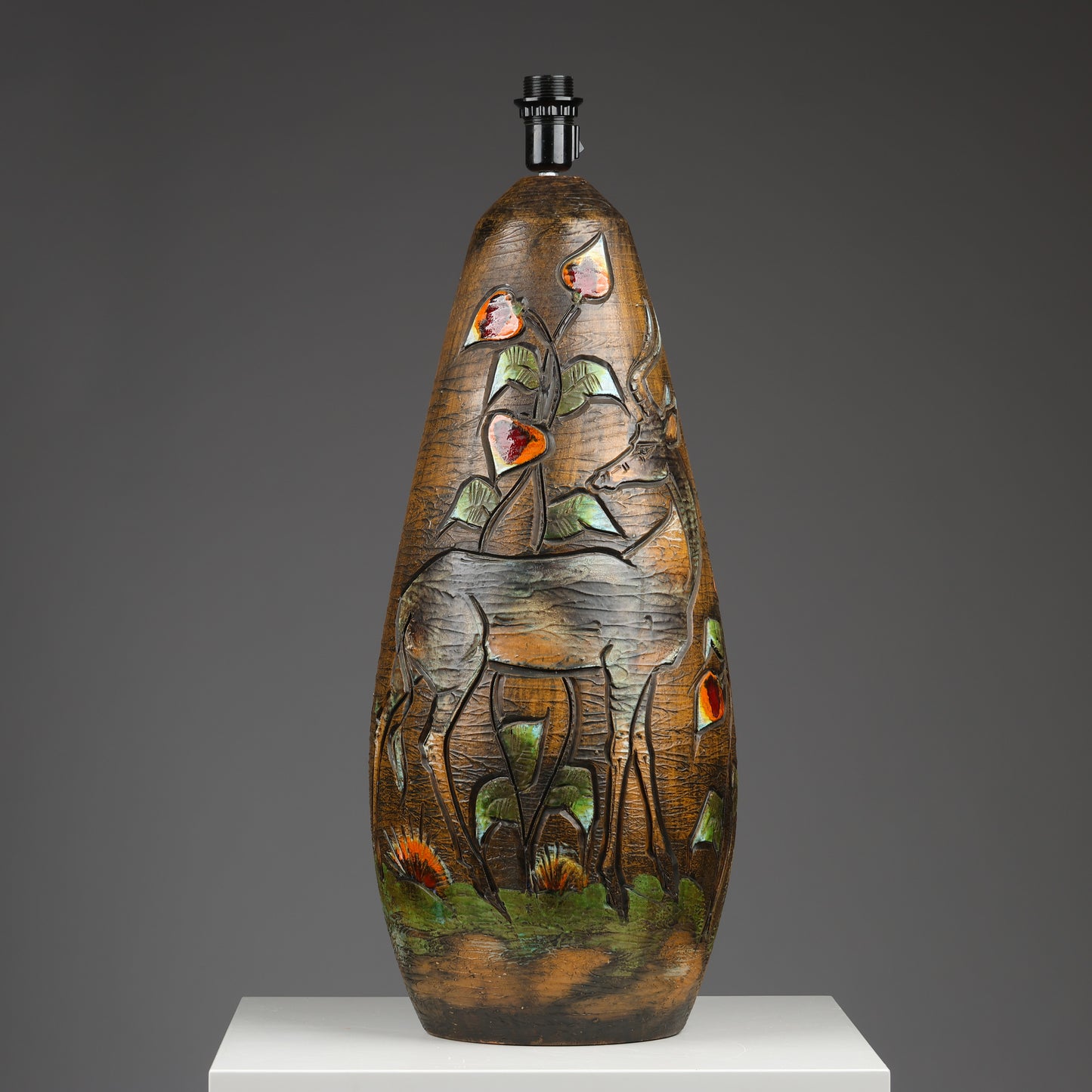 Ola Fihl , giant glazed ceramic lamp, Tilgmans Keramik, Sweden 1960 signed