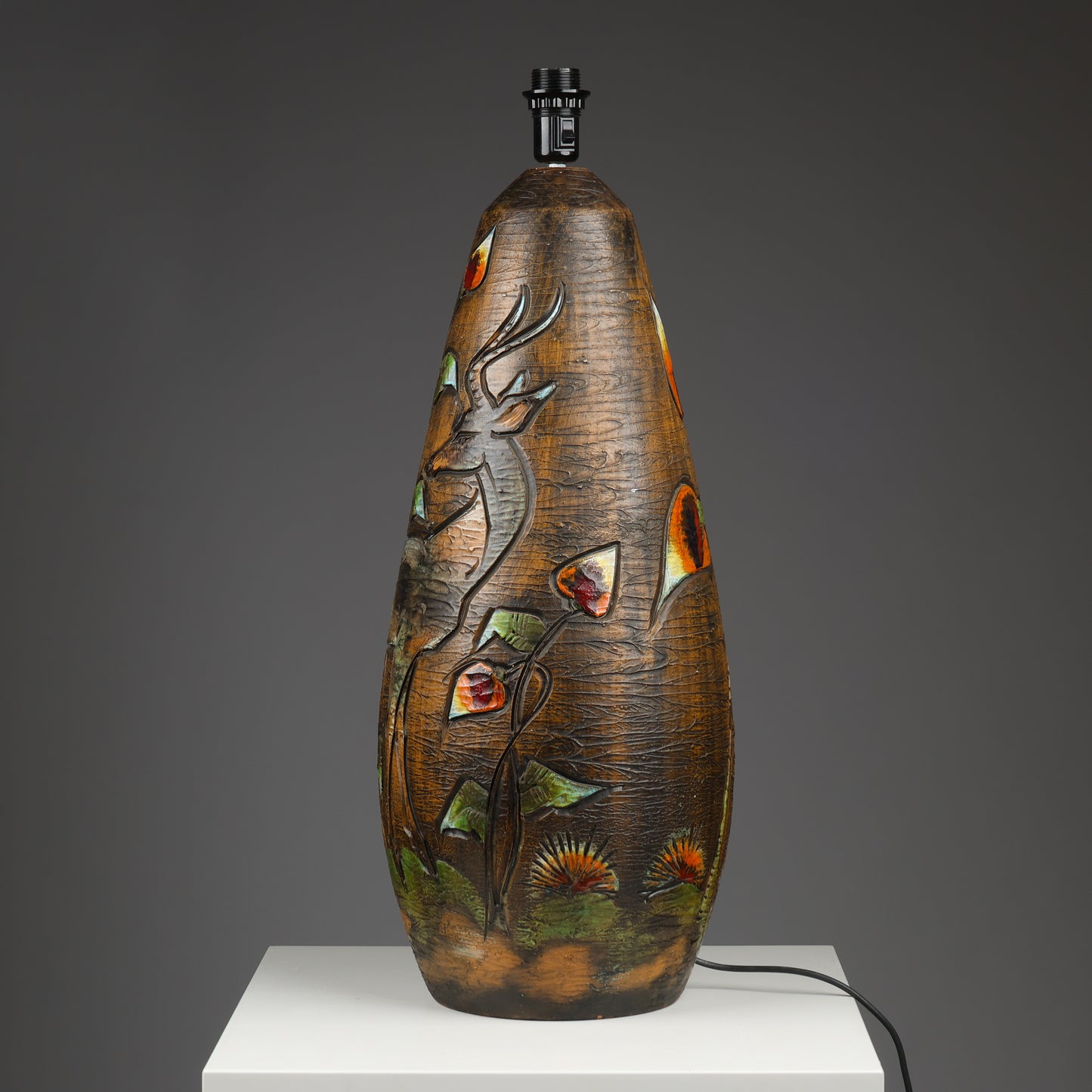 Ola Fihl , giant glazed ceramic lamp, Tilgmans Keramik, Sweden 1960 signed