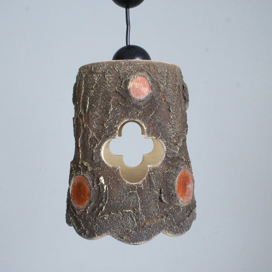 Pendant light in brutalist ceramic France 1950