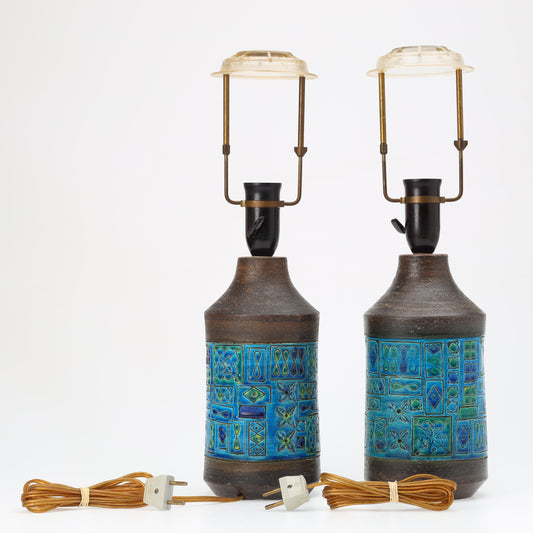 Aldo Londi table lamps a pair for Bitossi Sweden 1960 Signed