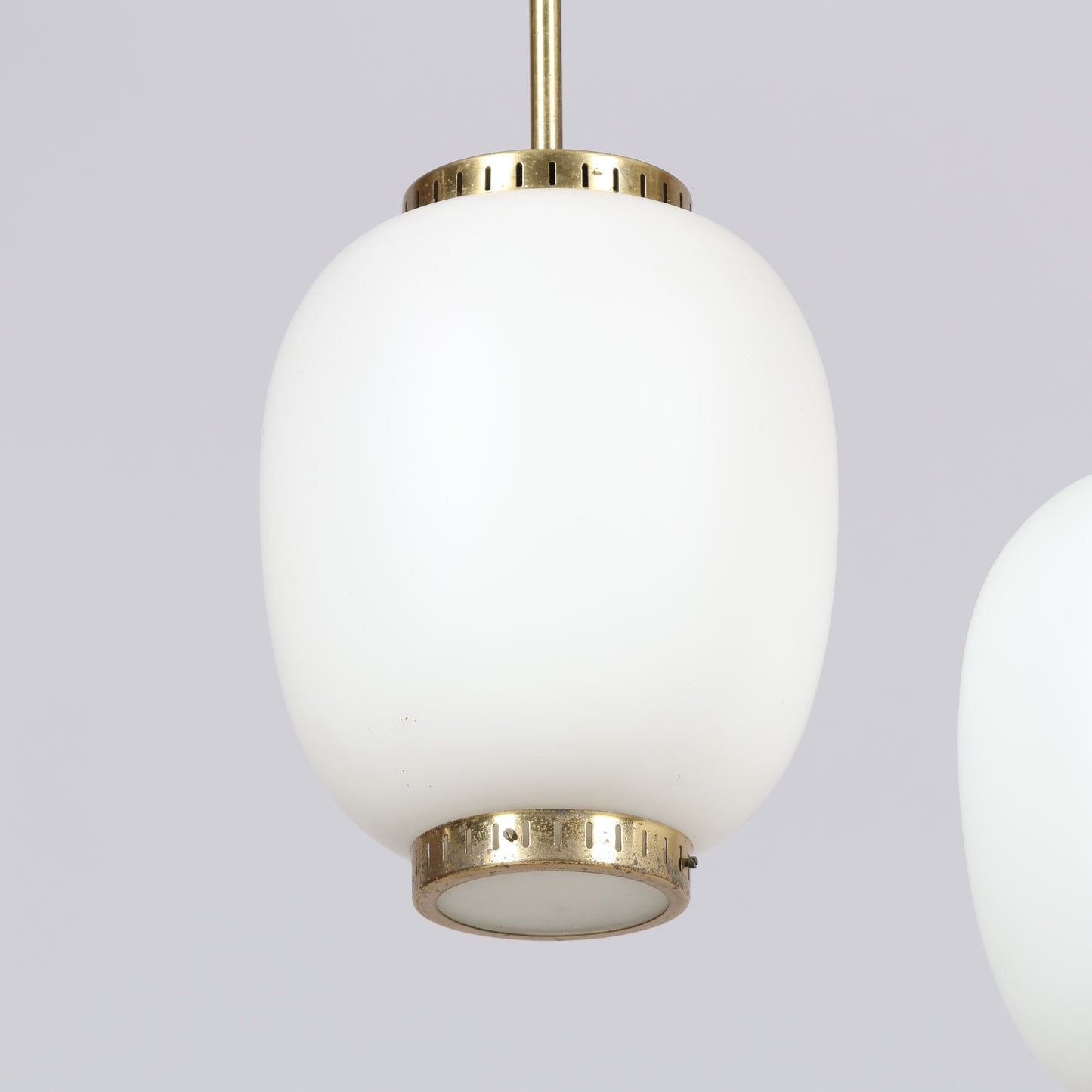 Bent Karlby pendant light "china"  in brass and glass Lyfa Denmark 1960