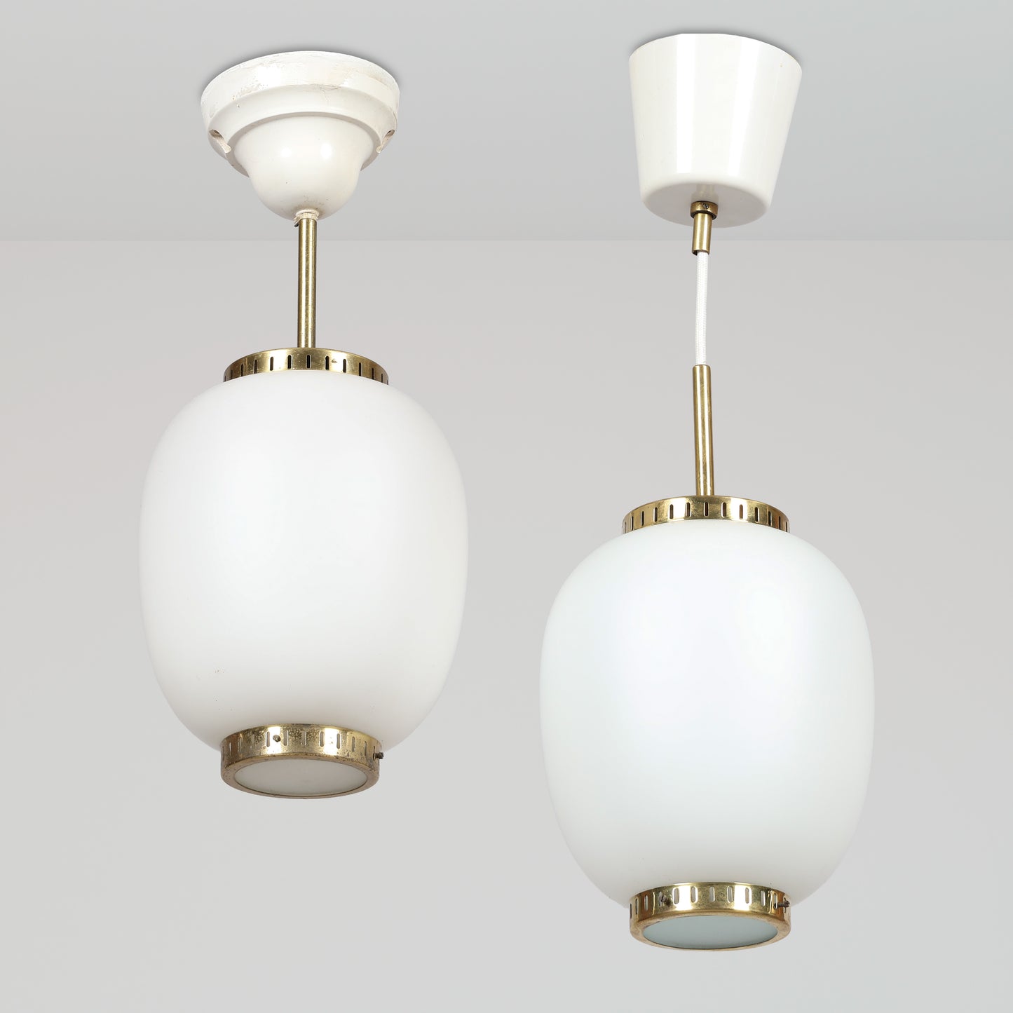 Bent Karlby pendant light "china"  in brass and glass Lyfa Denmark 1960