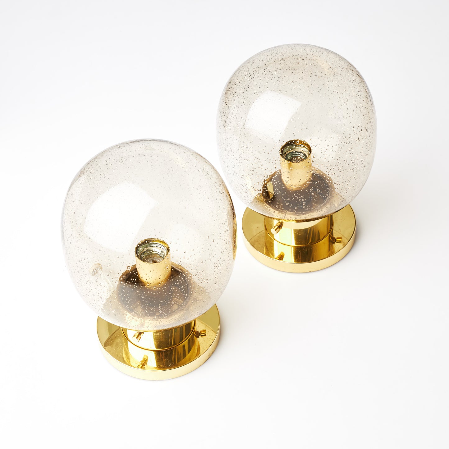 Ceiling lamp by Glashütte Limburg Brass and glass Germany 1970s Labelled