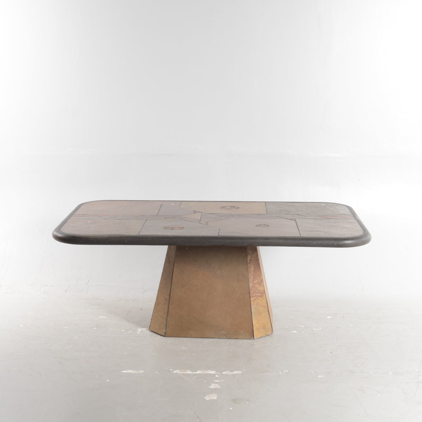 PAUL KINGMA Rectangular coffee table stone Signed Denmark 1980s