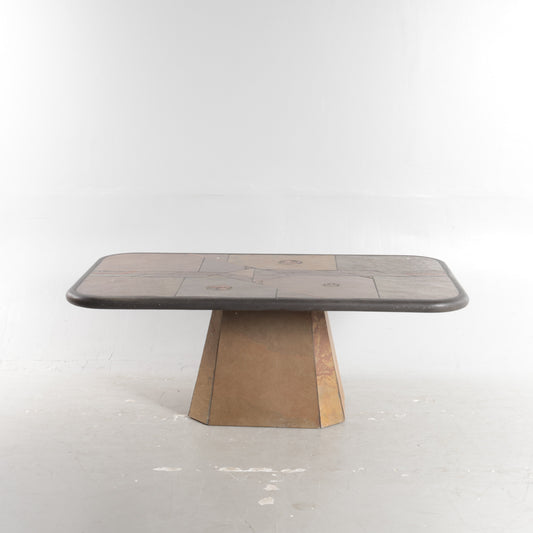 PAUL KINGMA Rectangular coffee table stone Signed Denmark 1980s