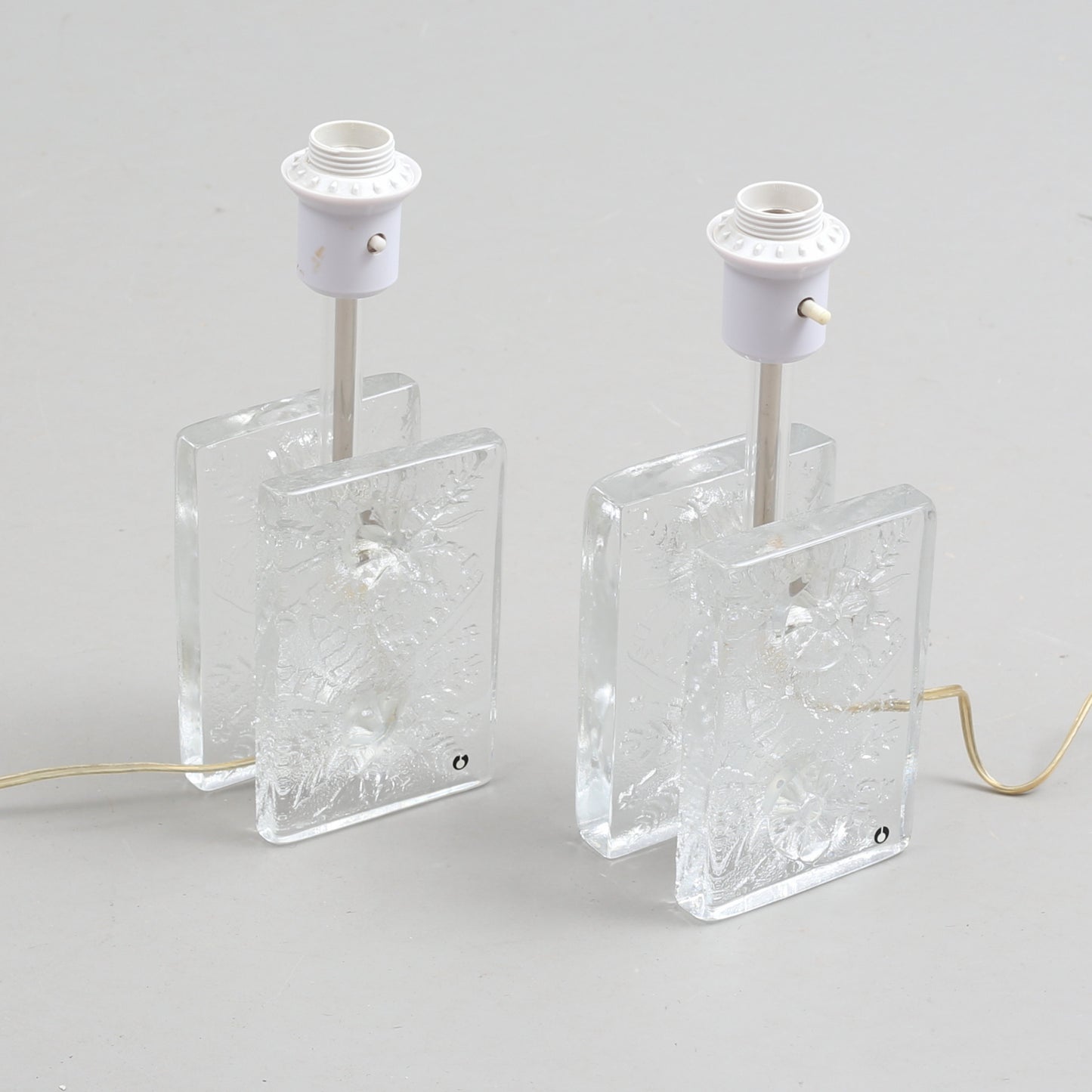 Crystal Blocks Table Lamps a Pair by Pukeberg, Sweden, 1970