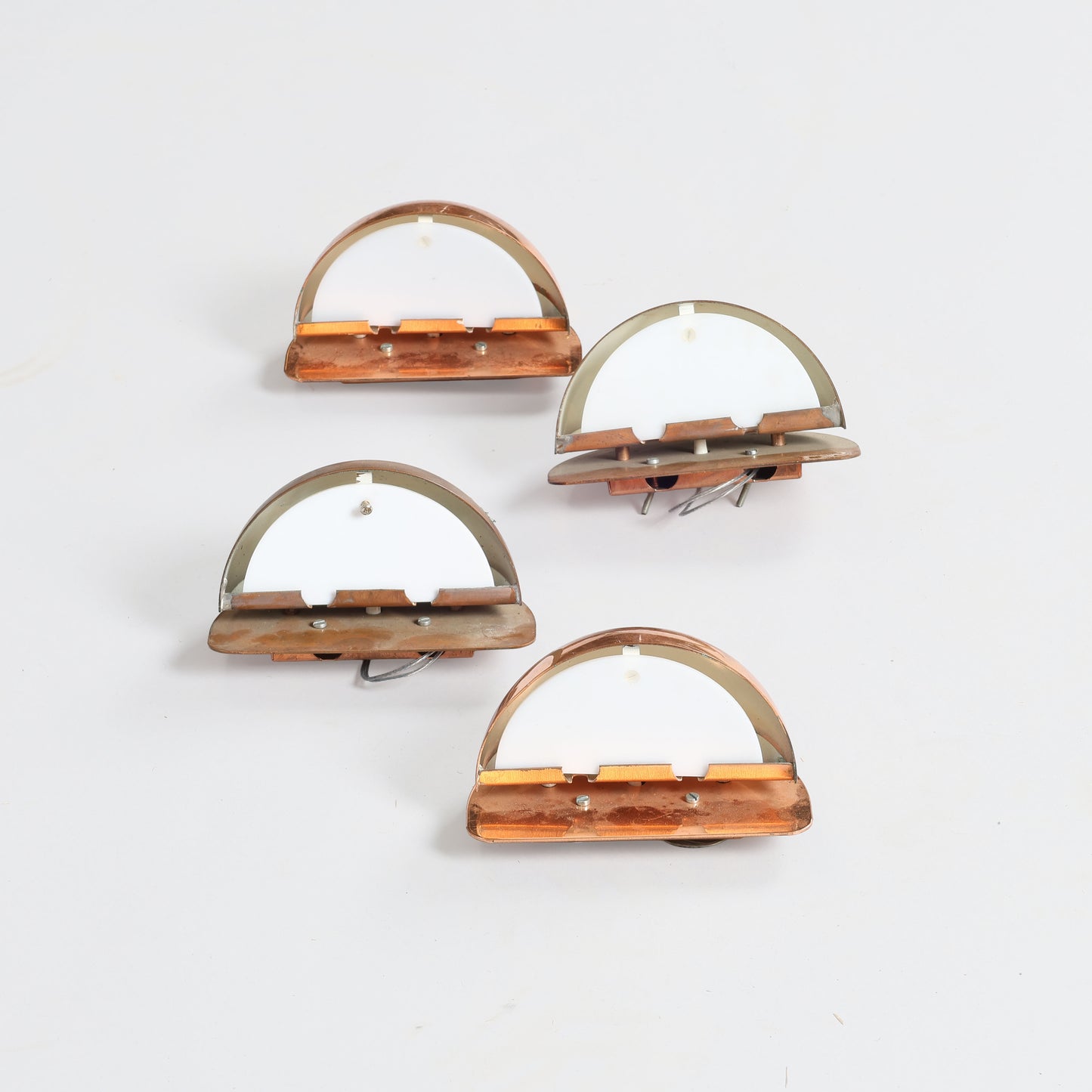 Daro pair of semicircular wall lamps patinated copper Denmark 1960s.