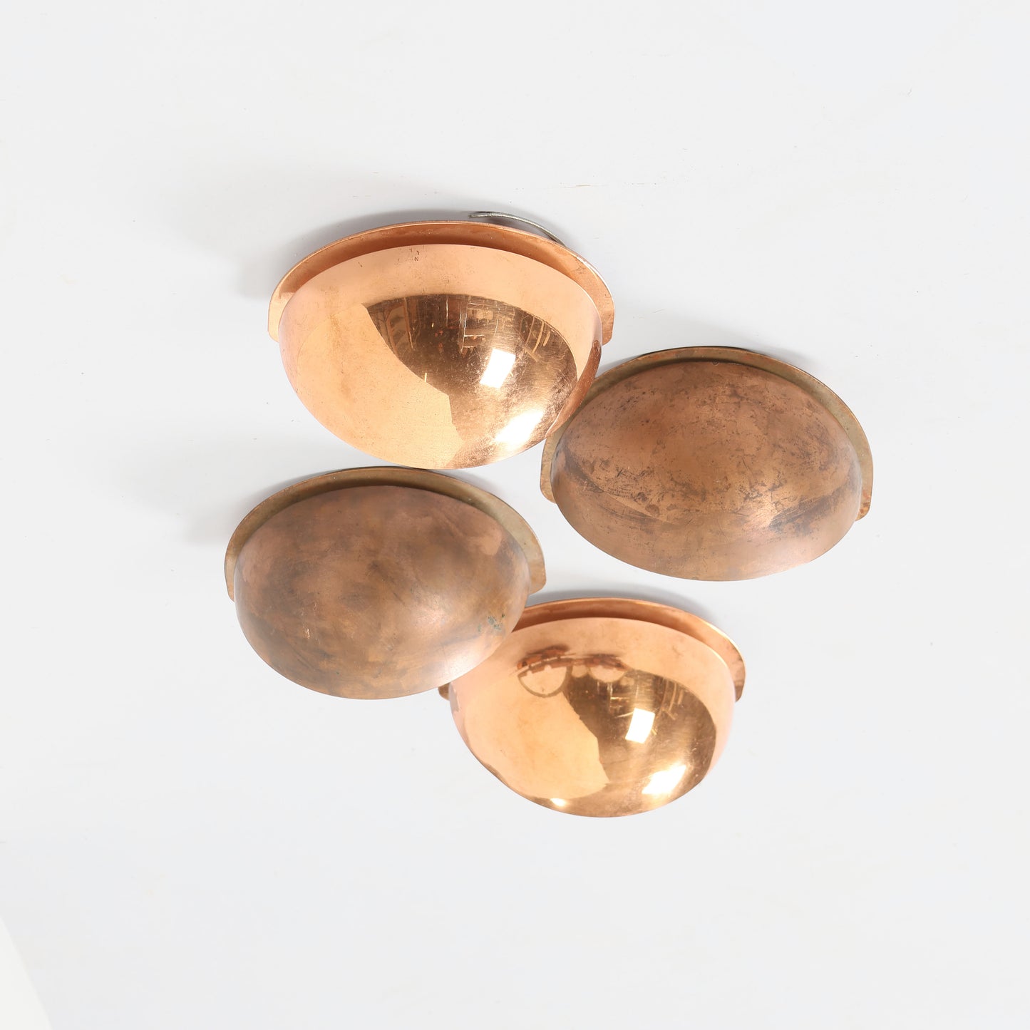 Daro pair of semicircular wall lamps patinated copper Denmark 1960s.