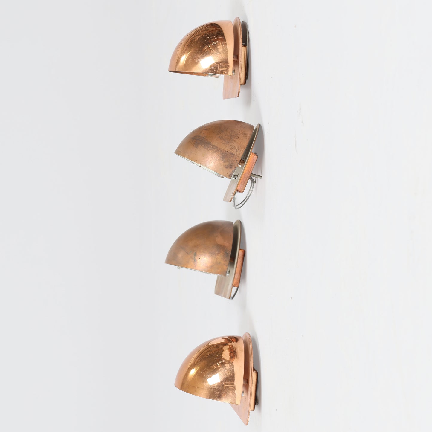 Daro pair of semicircular wall lamps patinated copper Denmark 1960s.