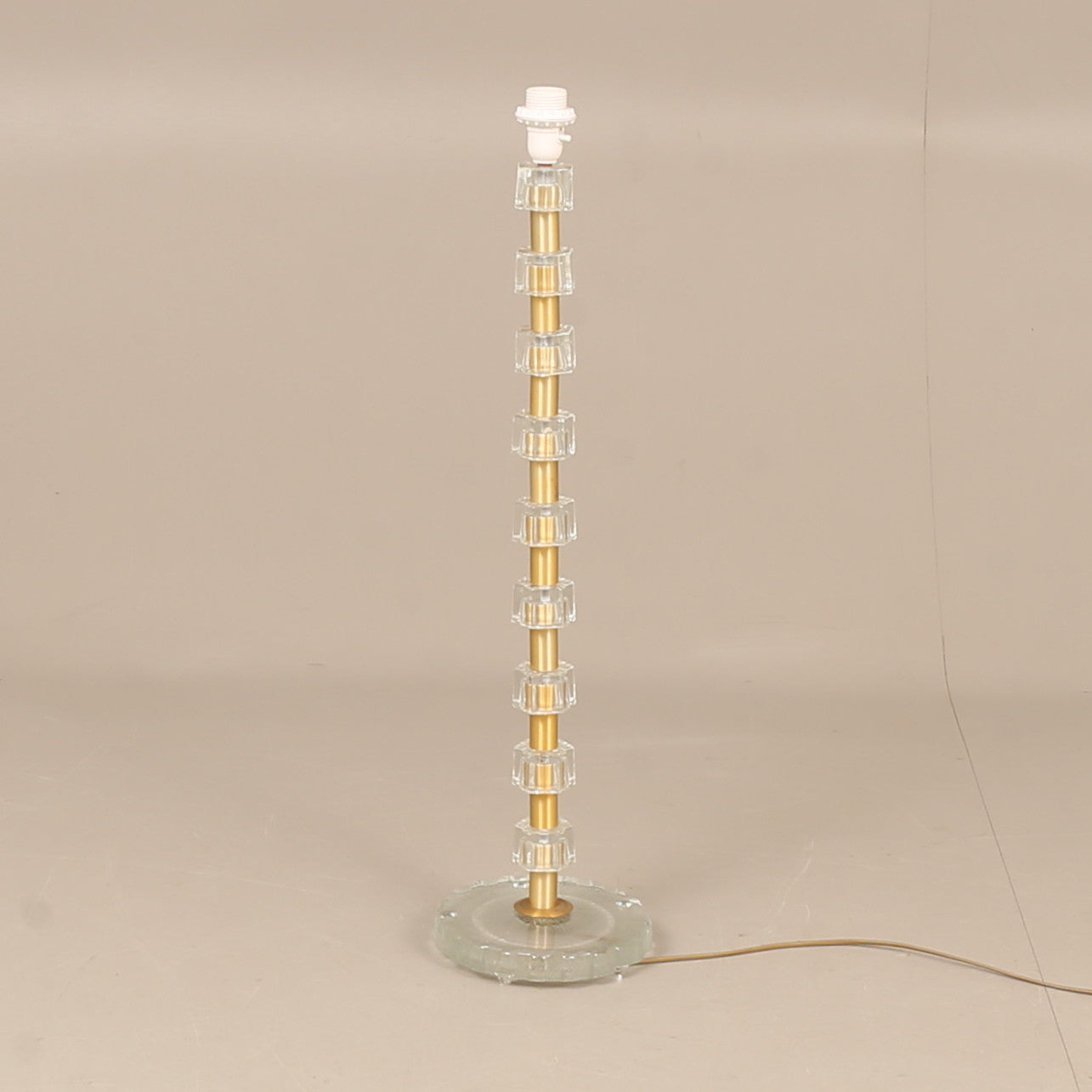 Lamp by Nybro Armaturfabrik Clear Cast Glass & Brass Signed Sweden 1960
