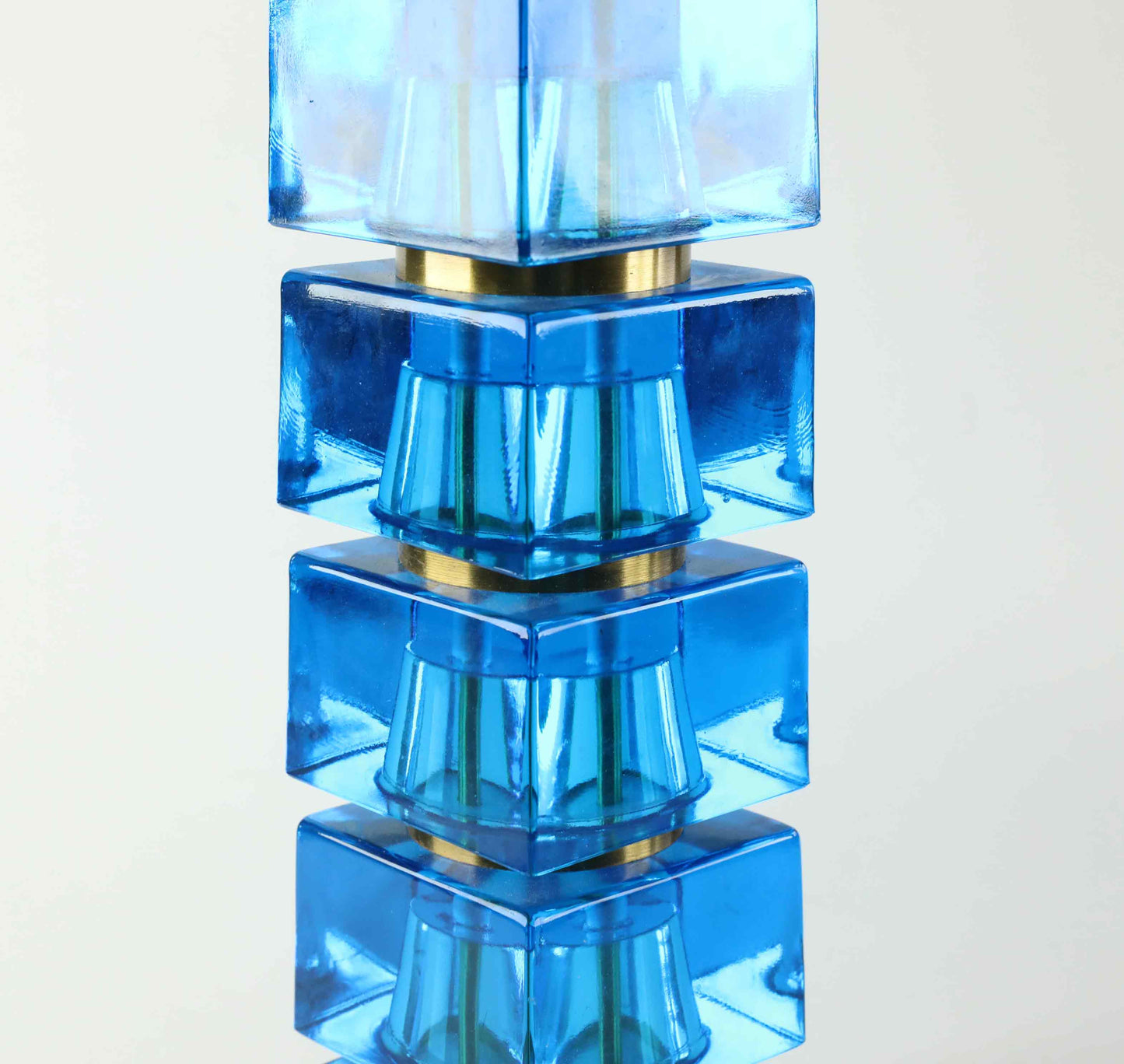 Carl Fagerlund Table Lamp for Orrefors Blue Glass and Brass Sweden 1960s