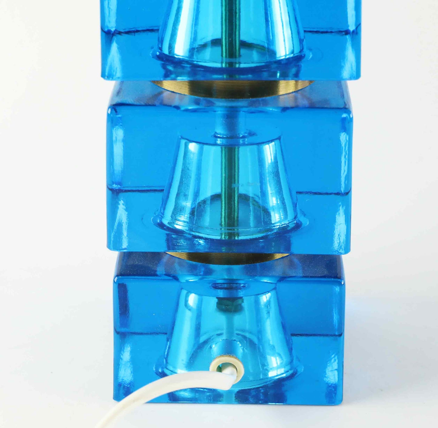 Carl Fagerlund Table Lamp for Orrefors Blue Glass and Brass Sweden 1960s