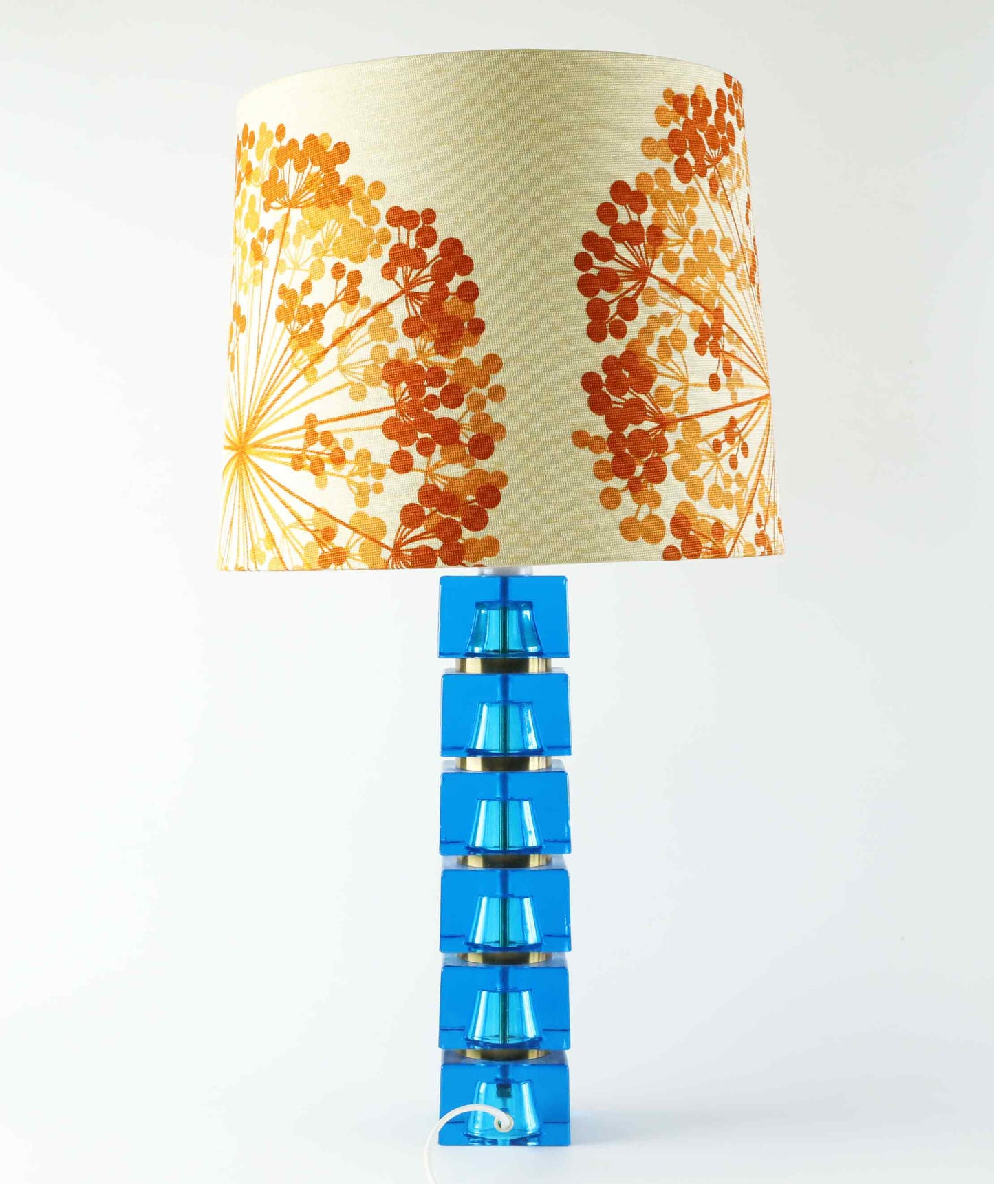 Carl Fagerlund Table Lamp for Orrefors Blue Glass and Brass Sweden 1960s