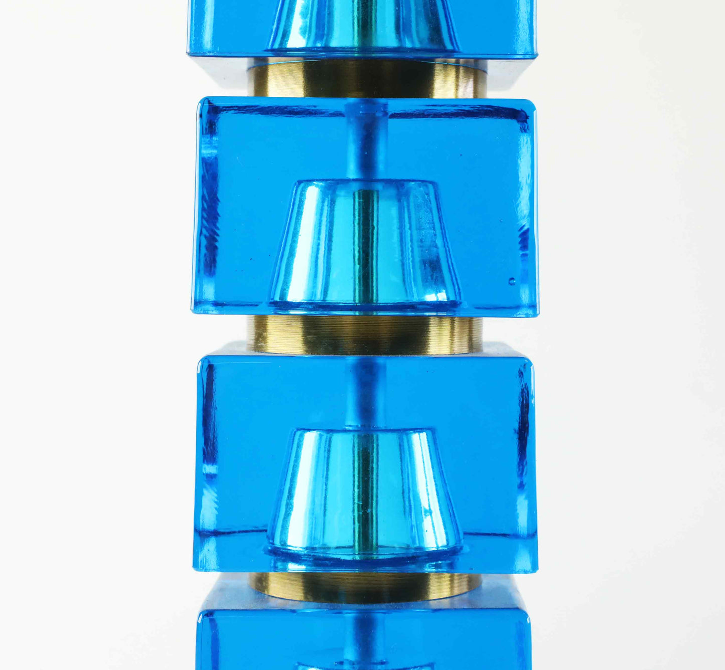 Carl Fagerlund Table Lamp for Orrefors Blue Glass and Brass Sweden 1960s