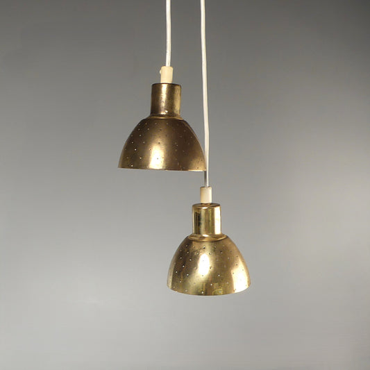 Hans-Agne Jakobsson Perforated Brass Pendants for Markaryd 1960
