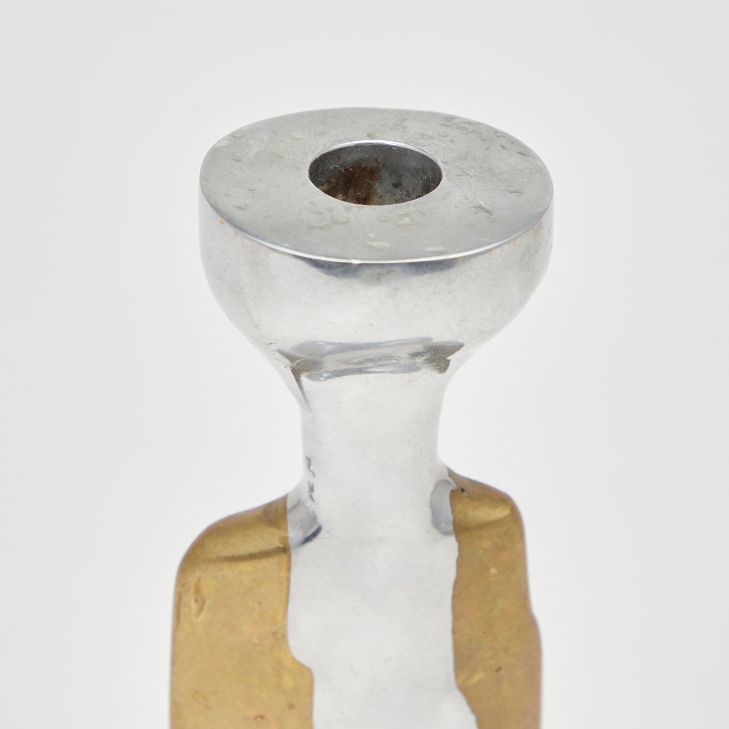 DAVID MARSHALL Brutalist candlestick brass aluminium 70s Spain