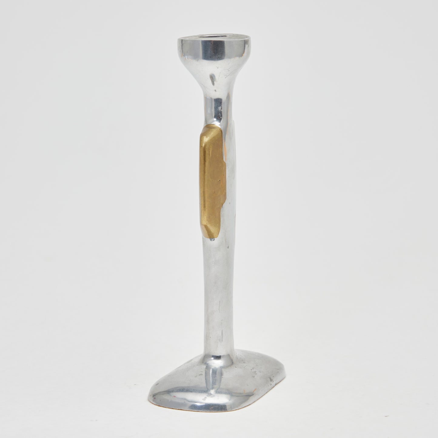 DAVID MARSHALL Brutalist candlestick brass aluminium 70s Spain